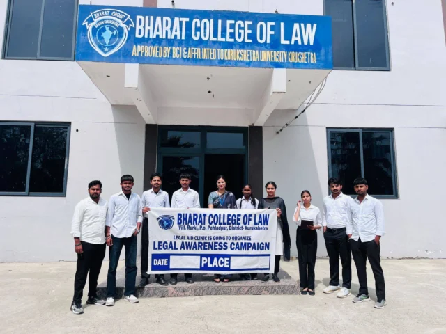 Free Legal Aid Camp Organized in Village Dhyangla on the Issue of Child Labour
On 17 March 2026, the Legal Aid Clinic of the Law Department, Bharat Group of Institutes organized a one-day Free Legal Aid Camp in Village Dhyangla. The main theme of the camp was “Child Labour.”
The camp was organized under the guidance of President Professor Kailasho Saini, Chairman Om Nath Saini, and Vice Chairman Bharat Saini. The institution regularly conducts such awareness programs to spread legal knowledge among the public.