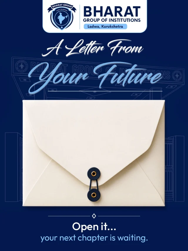 A letter from your future… Will you open it? 
Har sapna ek decision se shuru hota hai. Aaj ka sahi choice hi kal ki success story banata hai. 
Bharat Group of Institutions ke saath apne future ko ek strong foundation dijiye. Pharmacy, Law, Education ya Nursing – jo bhi ho aapka dream, yahan se milegi usse reality banane ki direction.

Admissions Open 2026

Apna future wait mat karvao! Aaj hi admission ke liye contact karein aur apni success journey Bharat Group of Institutions ke saath start karein.
.
.
.
.
.
.
.
#college #admissionopen #llb #pharmacy #education