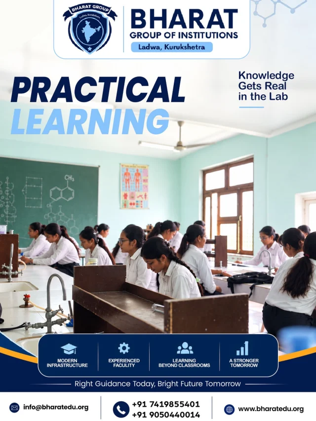 Where Knowledge Meets Practical Learning! 
At Bharat Group of Institutions, learning goes beyond textbooks. With modern infrastructure, experienced faculty, and hands-on laboratory experiences, students get the opportunity to turn concepts into real-world skills.
Practical Learning. Stronger Skills. Brighter Futures.
Admissions Open — Take the first step towards a future of meaningful learning and growth.

📞 Call: +91 7419855401 | +91 9050440014
📩 Email: info@bharatedu.org
Contact us today and begin your journey with Bharat Group of Institutions!
.
.
.
.
.
#college #practicallearning #learningbeyondclassrooms #studentlife #education 
Ladwa CareerGrowth llb pharmacy
